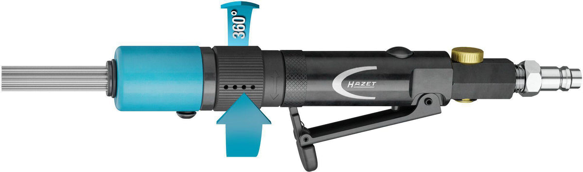 HAZET Nadelentroster 9035M-6 – 3000 min-¹, 13x1,3 mm Edelstahlnadeln, 360° Luftauslass