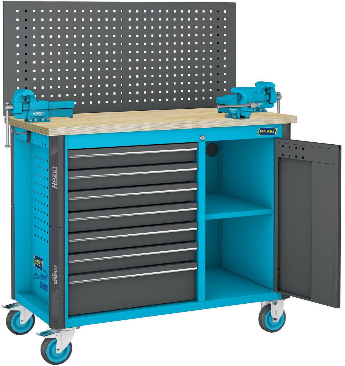 HAZET Werkzeugwagen 179NW-7/230 mit 230-teiligem Werkzeugsatz, 7 Schubladen, 1000 kg