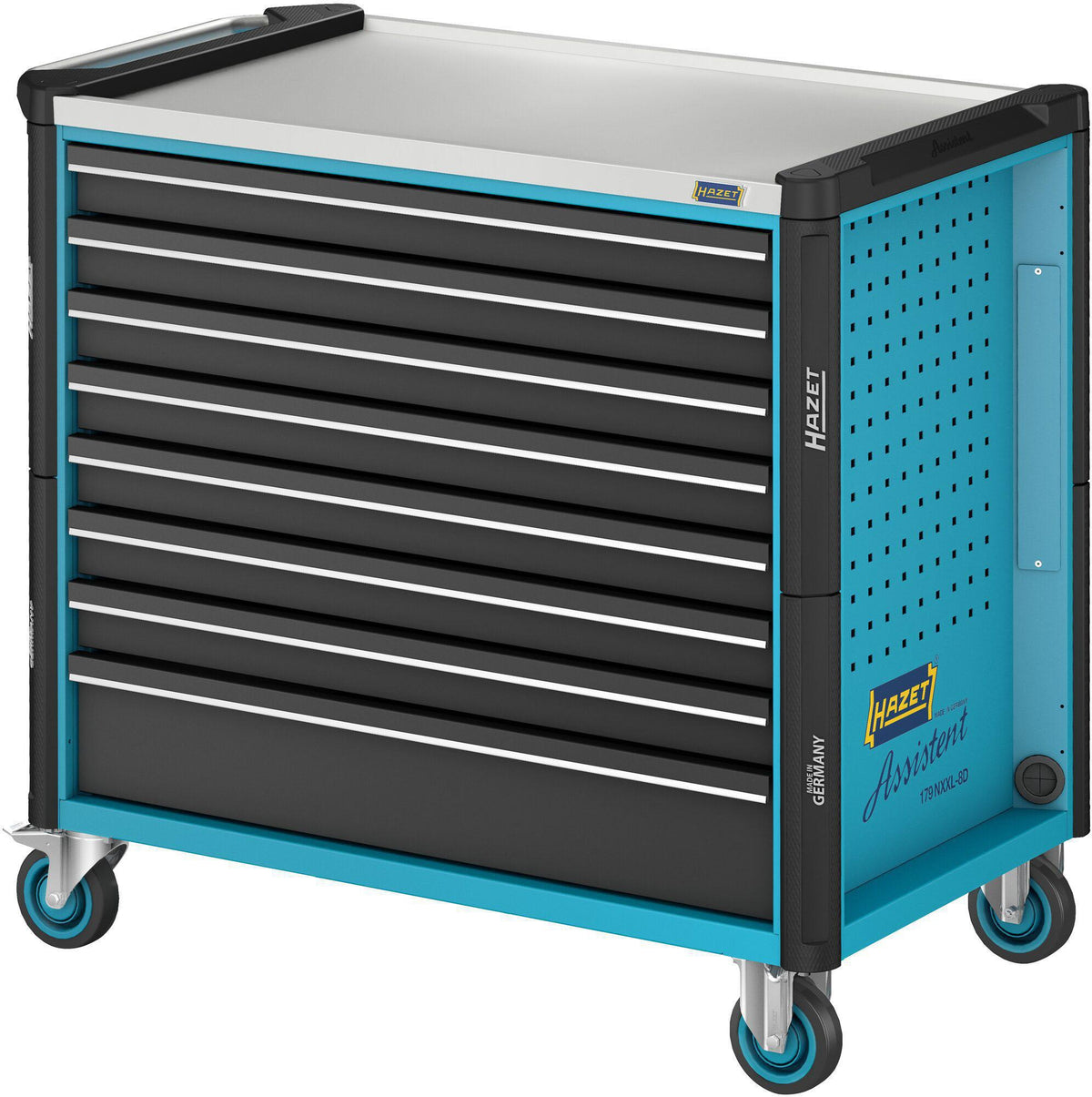 HAZET Werkzeugwagen 179NXXL-8D, 8 Schubladen, 1000 kg, Edelstahl-Arbeitsfläche