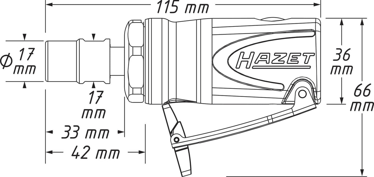 HAZET Druckluftstabschleifer 9032M-1 – 25000 min-¹, 6 mm Spannzange, kälteisolierender Griff