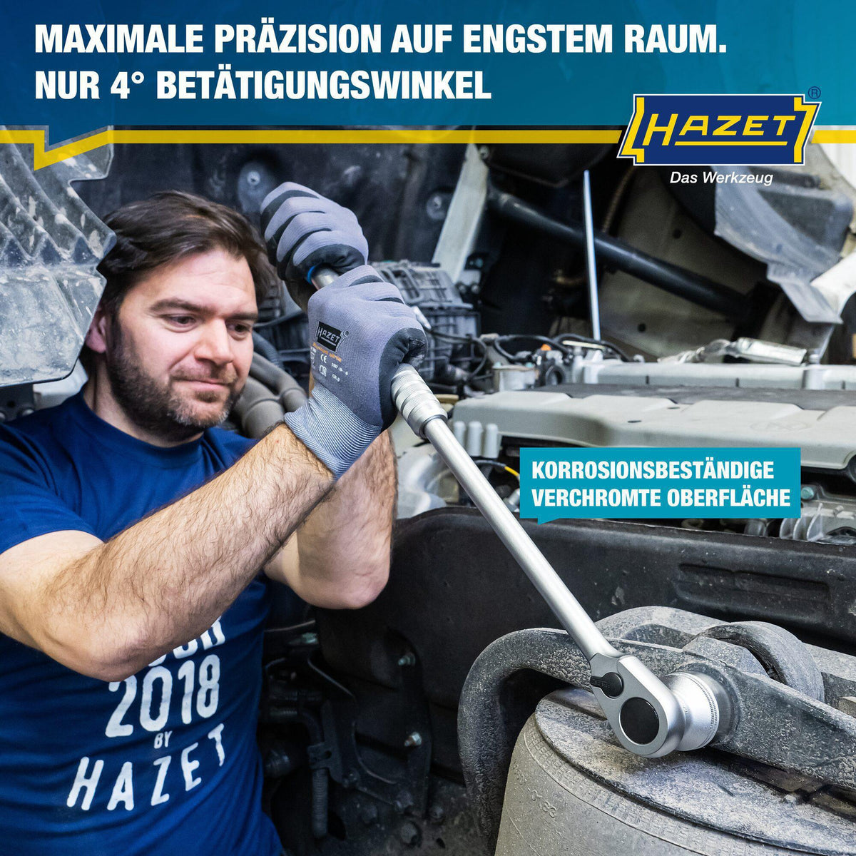 HAZET Teleskopknarre 916HPLG 1/2 Zoll 90 Zähne Umschalthebel 414-614 mm