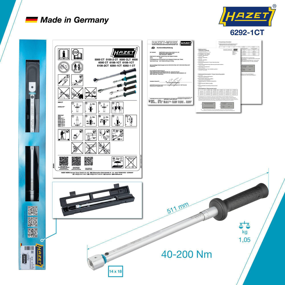 HAZET Drehmomentschlüssel 6280-1CT 2-10 Nm mit 9x12 mm Einsteckaufnahme