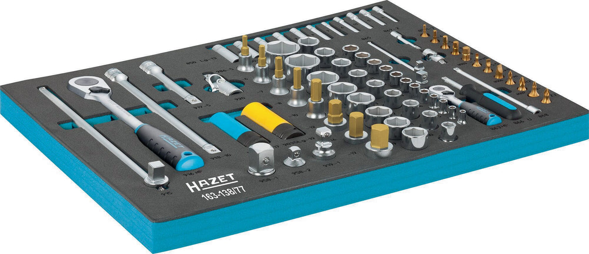 HAZET Werkzeugmodul 163-138/77 – 77-teiliger Steckschlüsselsatz 1/4" + 1/2"