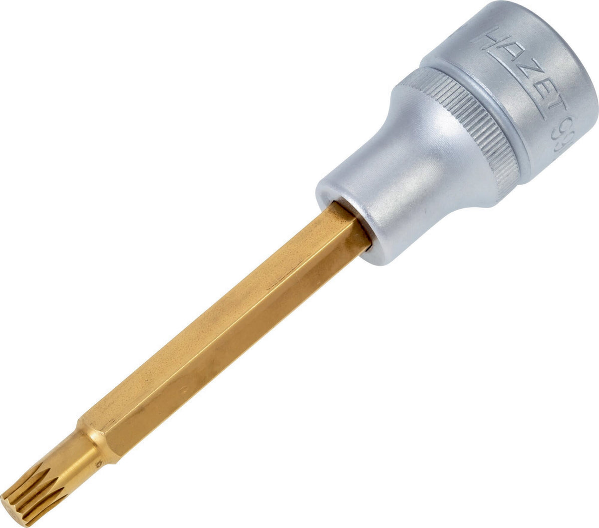 HAZET Steckschlüsseleinsatz 990-10 1/2 Zoll Innen-Vielzahn M10, 53 mm, TiN-beschichtet