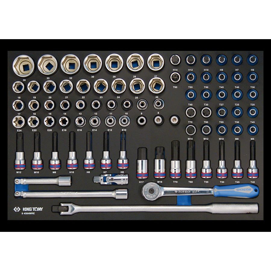 KING TONY Profi-Werkzeuge - 1/2" Steckschlüssel-Set, metrisch, EVAWAVE - 84 tlg. 94584MRE