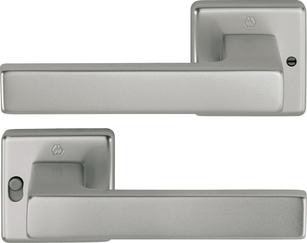 HOPPE Drückergarnitur Austin 1769/52VR – Quadratische Rosette, Aluminium F1, DIN rechts, mit MiniLock