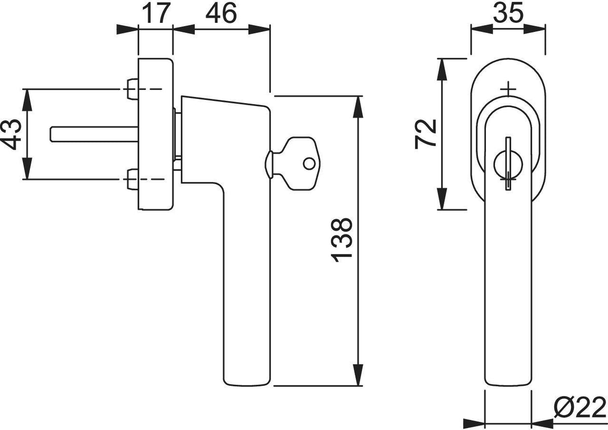 HOPPE Dreh-/Kipp-Fenstergriff Amsterdam E0400S/UD9056 abschließbar SecuForte® Edelstahl