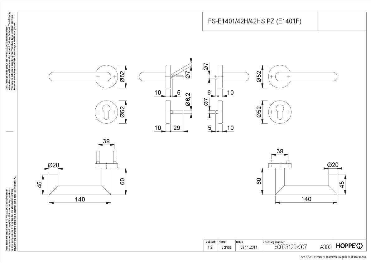 HOPPE Feuerschutz-Rosettengarnitur Rotterdam FS-E1401/42H/42HS Edelstahl für Innentüren