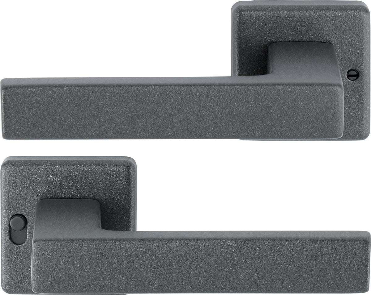 HOPPE Drückergarnitur Austin 1769/52VR – Quadratische Rosette, Aluminium F1, DIN rechts, mit MiniLock