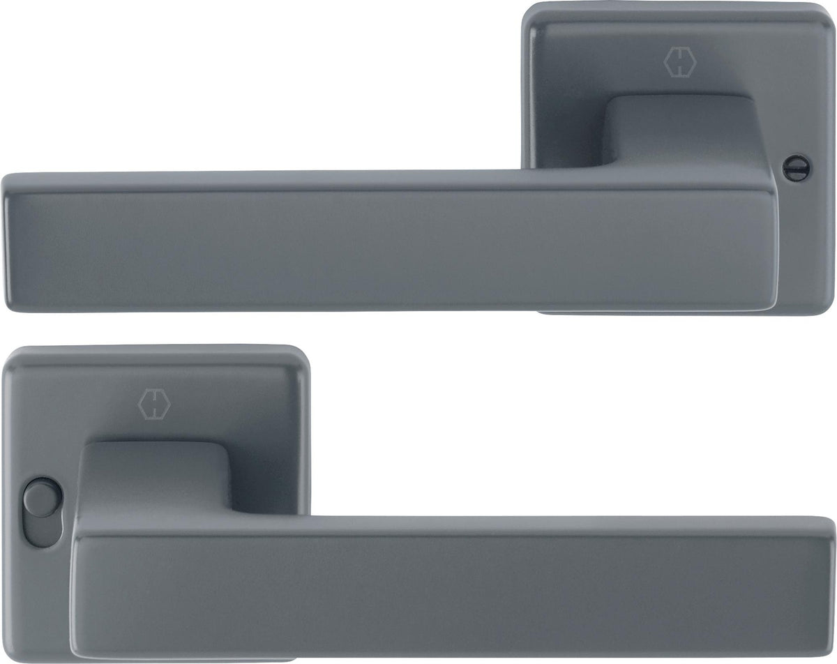 HOPPE Drückergarnitur Austin 1769/52VR – Quadratische Rosette, Aluminium F1, DIN rechts, mit MiniLock