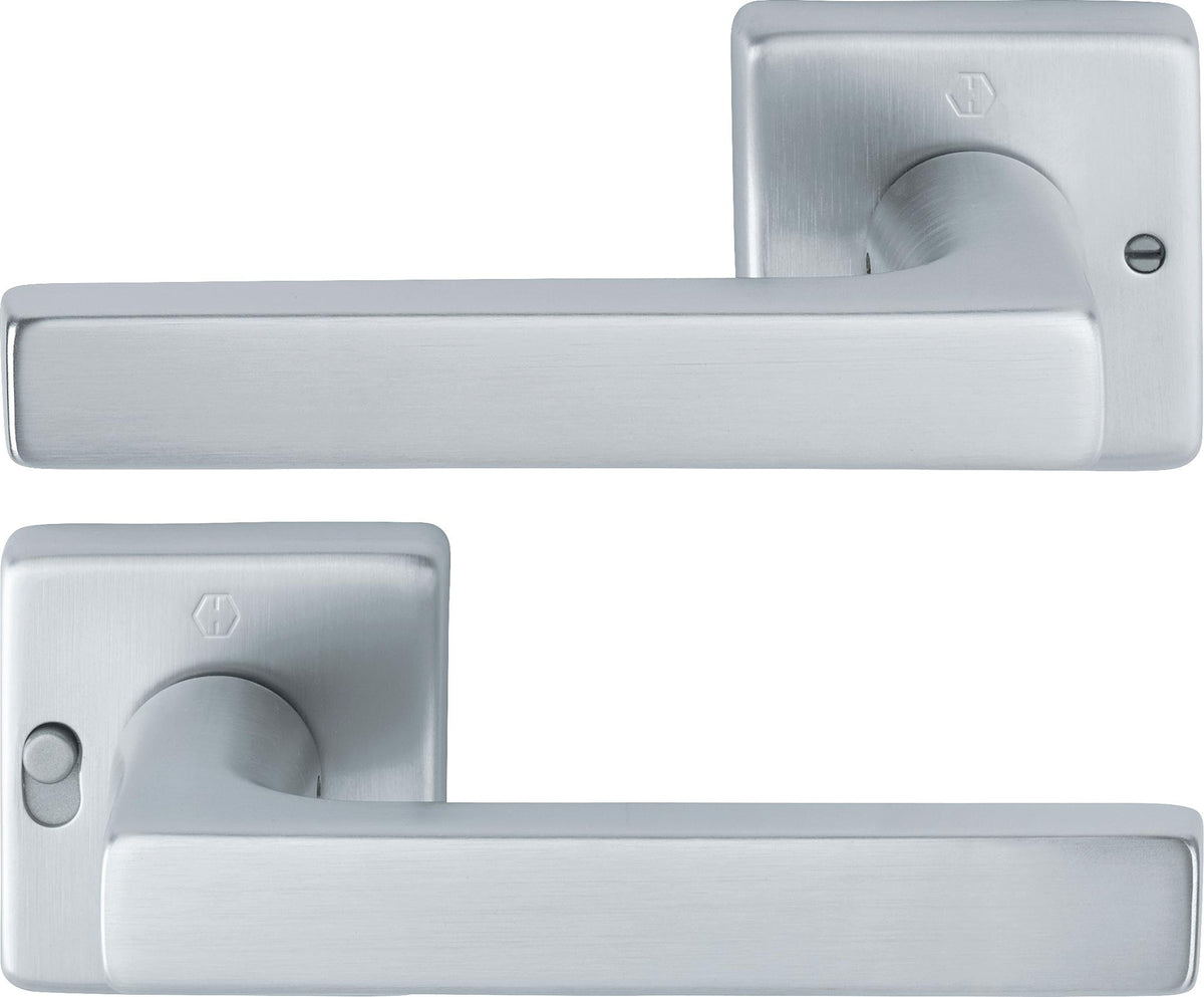 HOPPE Drückergarnitur Dallas M1643/52VR – Quadratische Rosette, MiniLock, DIN rechts, Resista