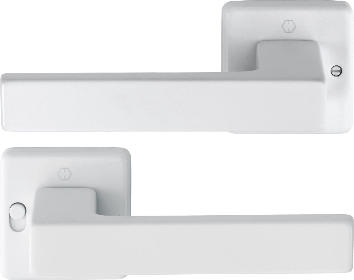 HOPPE Drückergarnitur Austin 1769/52VR – Quadratische Rosette, Aluminium F1, DIN rechts, mit MiniLock