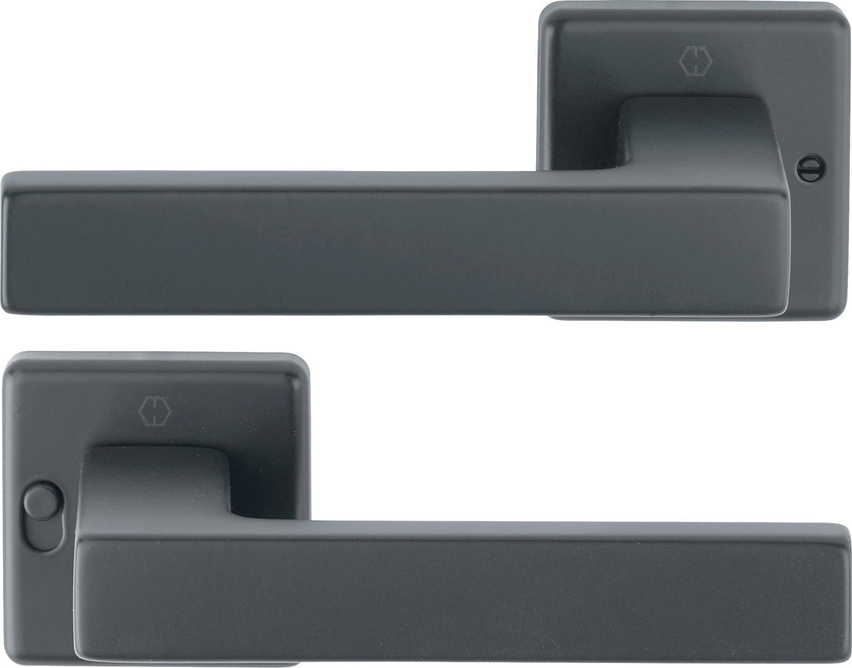 HOPPE Drückergarnitur Austin 1769/52VR – Quadratische Rosette, Aluminium F1, DIN rechts, mit MiniLock