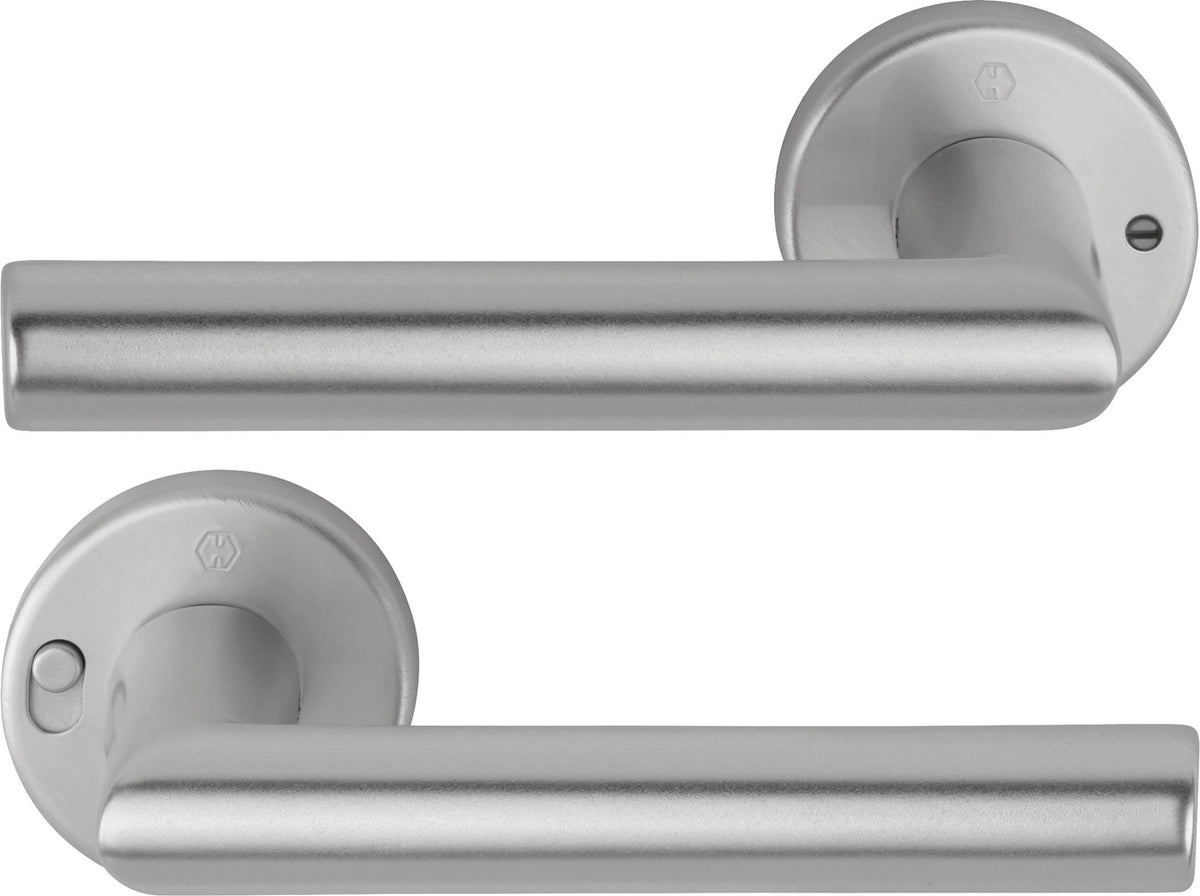 HOPPE Drückergarnitur Amsterdam 1400/42VR Aluminium F1 rund DIN rechts mit MiniLock Verriegelung