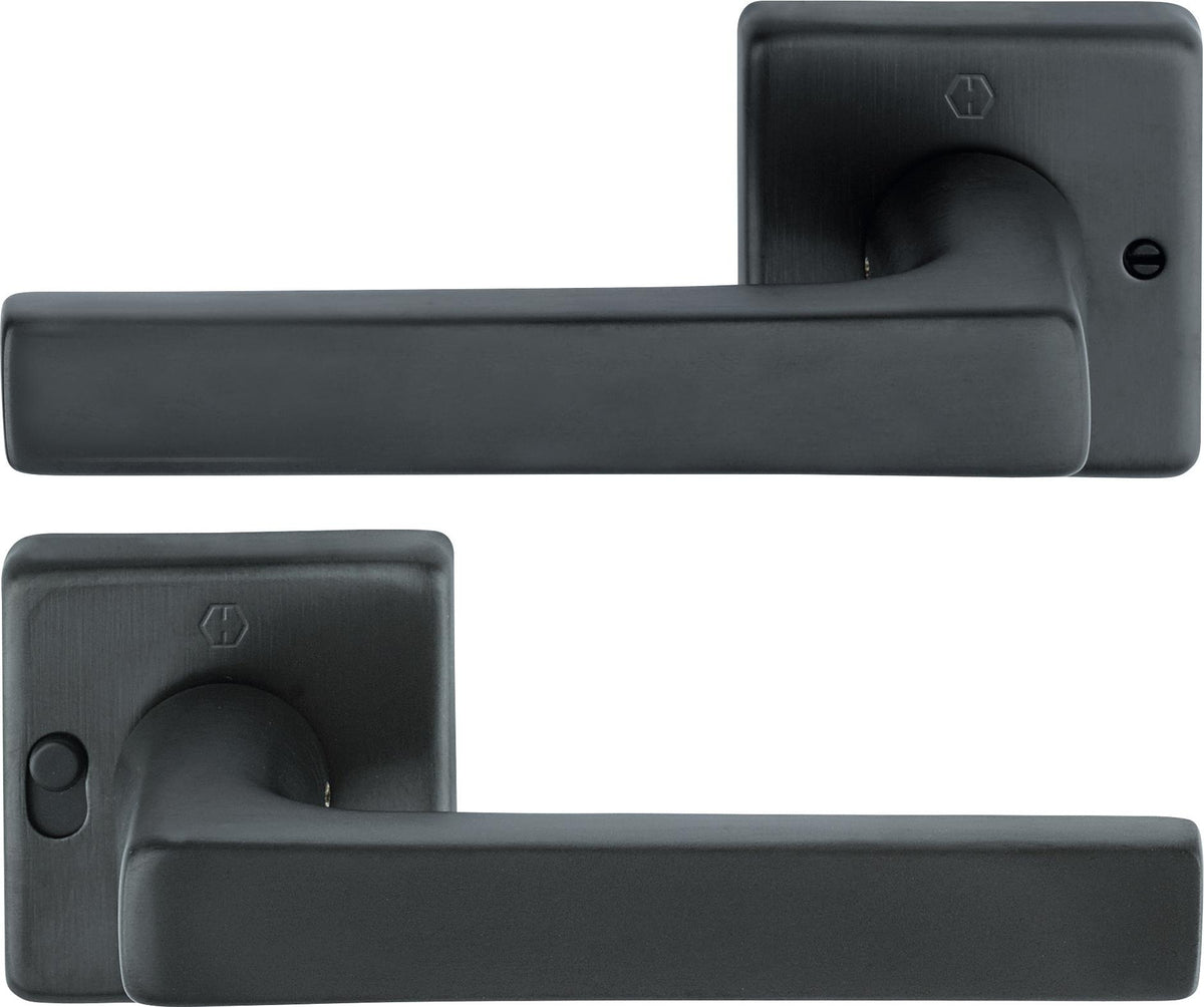 HOPPE Drückergarnitur Dallas M1643/52VR – Quadratische Rosette, MiniLock, DIN rechts, Resista