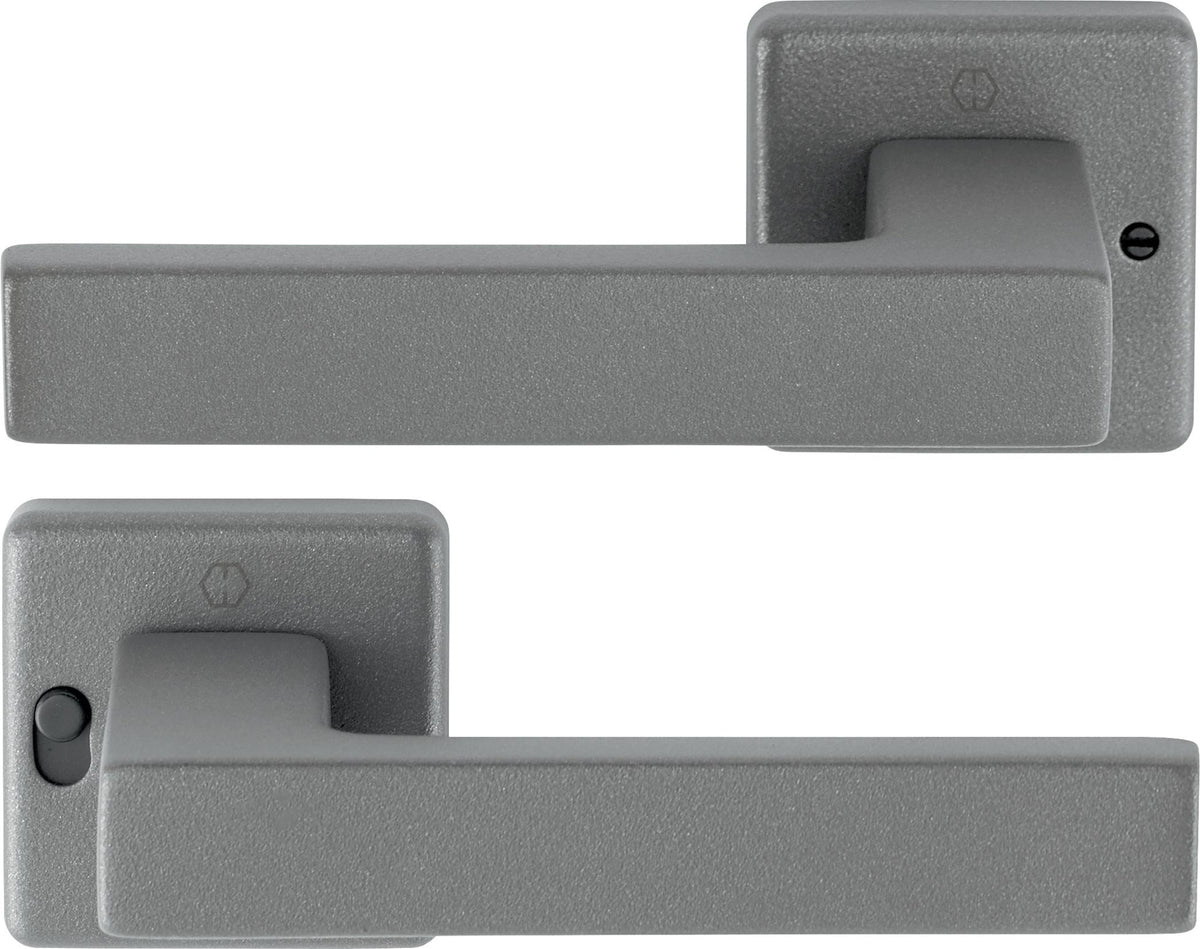 HOPPE Drückergarnitur Austin 1769/52VR – Quadratische Rosette, Aluminium F1, DIN rechts, mit MiniLock