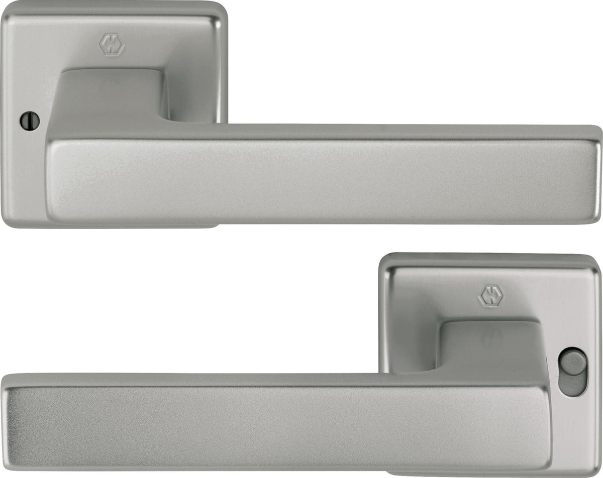 HOPPE Drückergarnitur Austin 1769/52VR – Quadratische Rosette, Aluminium F1, DIN rechts, mit MiniLock