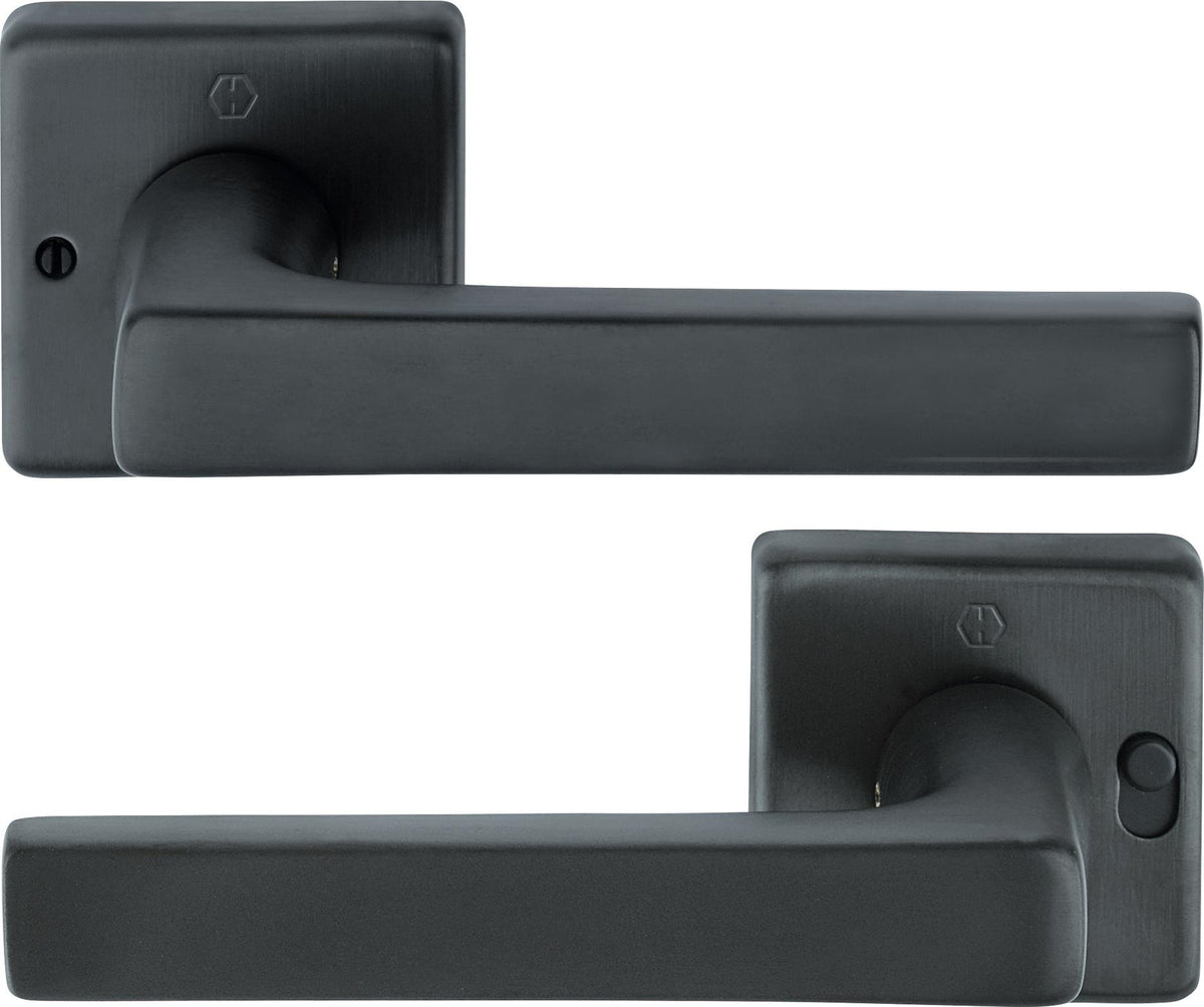 HOPPE Drückergarnitur Dallas M1643/52VR – Quadratische Rosette, MiniLock, DIN rechts, Resista