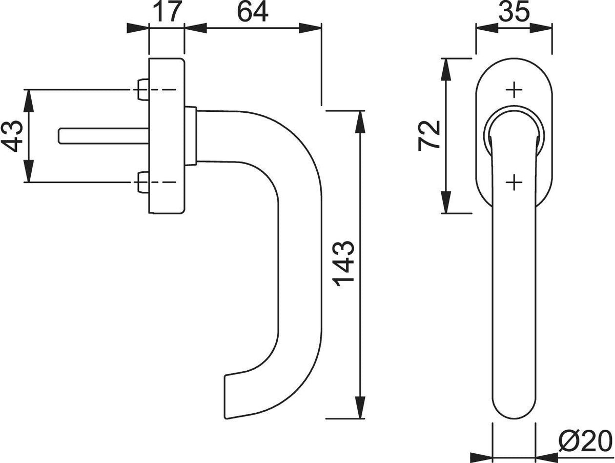 HOPPE Fenstergriff Paris 038/UD9056 Alu silberfarben SecuForte VarioFit