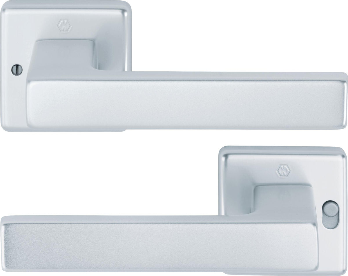 HOPPE Drückergarnitur Austin 1769/52VR – Quadratische Rosette, Aluminium F1, DIN rechts, mit MiniLock