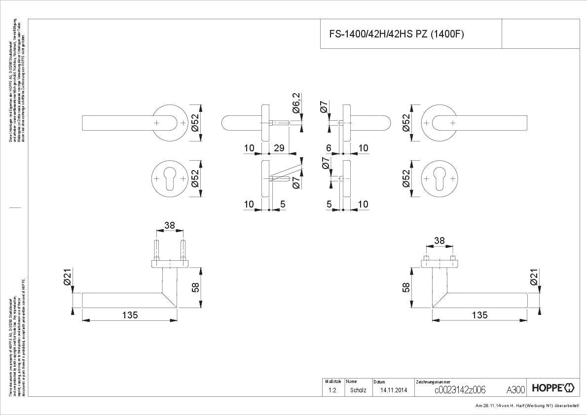 HOPPE Feuerschutz-Rosettengarnitur Amsterdam FS-1400/42H/42HS Aluminium F1 DIN L/R