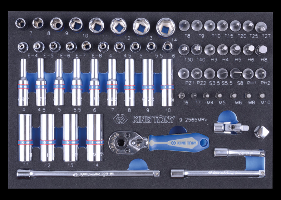 KING TONY Profi-Werkzeuge - 1/4" Steckschlüssel-Set, mit Zubehör - 65 tlg. 92565MRV