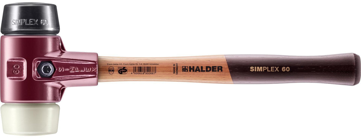 HALDER SIMPLEX Schonhammer 300 mm mit Gummi- und Nylon-Einsatz