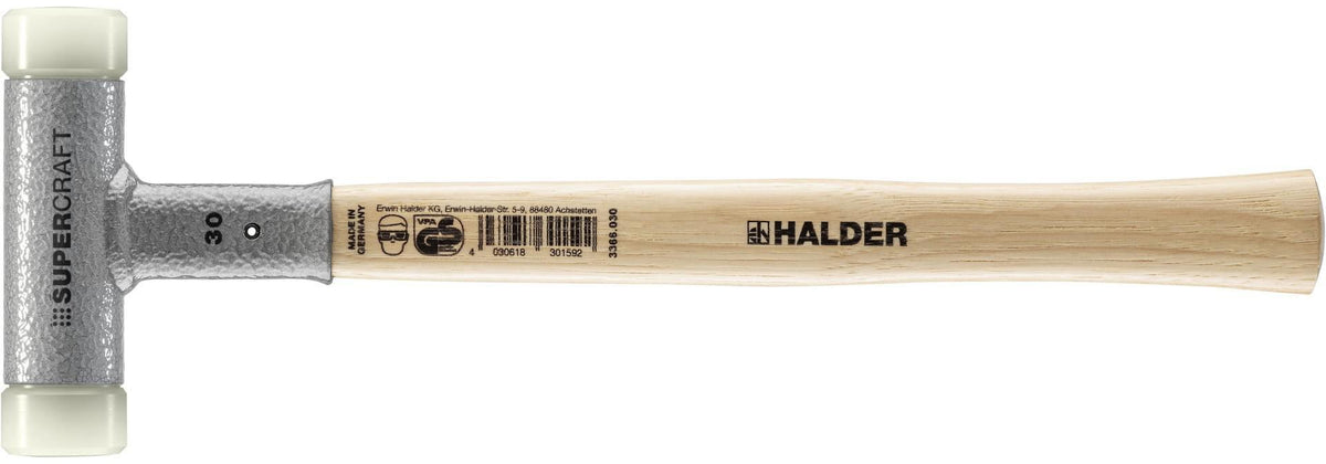 HALDER Schonhammer SUPERCRAFT Hickory 300 mm rückschlagfrei mit Nylon-Schlagköpfen