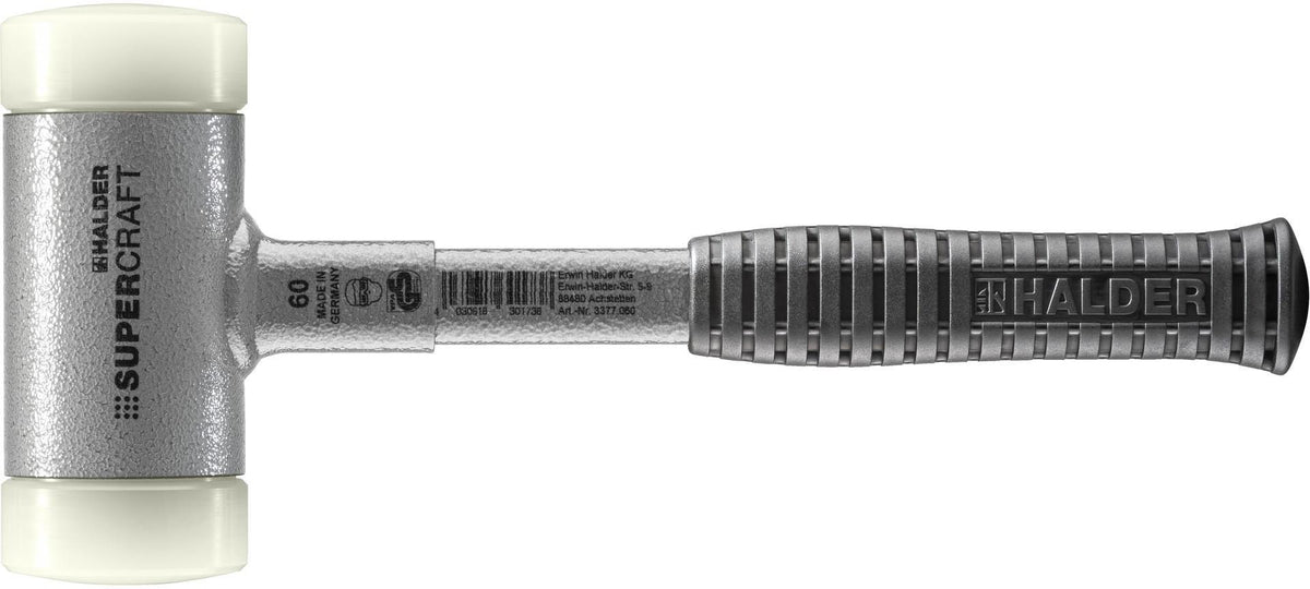 HALDER Schonhammer SUPERCRAFT, 335 mm, rückschlagfrei, harter Nylonkopf, Stahlrohrstiel