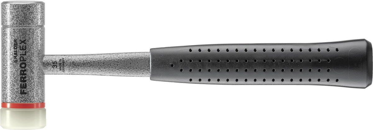 HALDER FERROPLEX Schon- und Schlosserhammer 290 mm Stahlrohrstiel, harter Schlag, Nylon/Vergütungsstahl