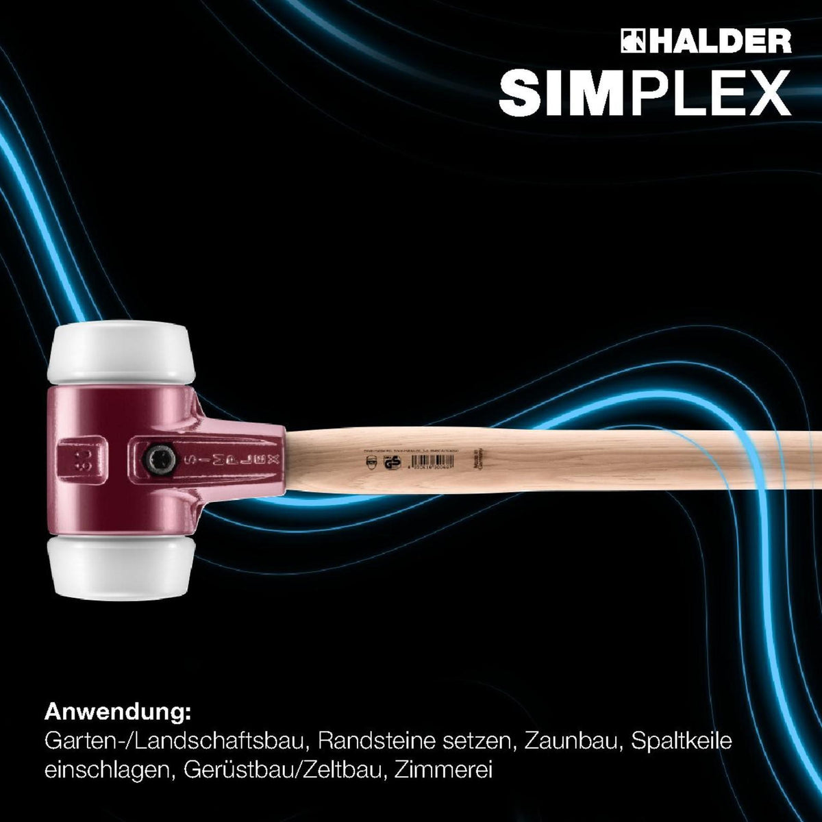 HALDER Vorschlaghammer SIMPLEX 80 mm Hickorystiel mittelhart Superplastik weiß