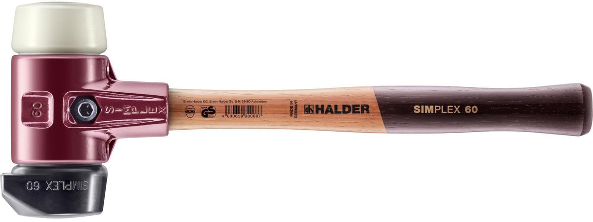 HALDER SIMPLEX Schonhammer 300 mm mit Gummi- und Nylon-Einsatz