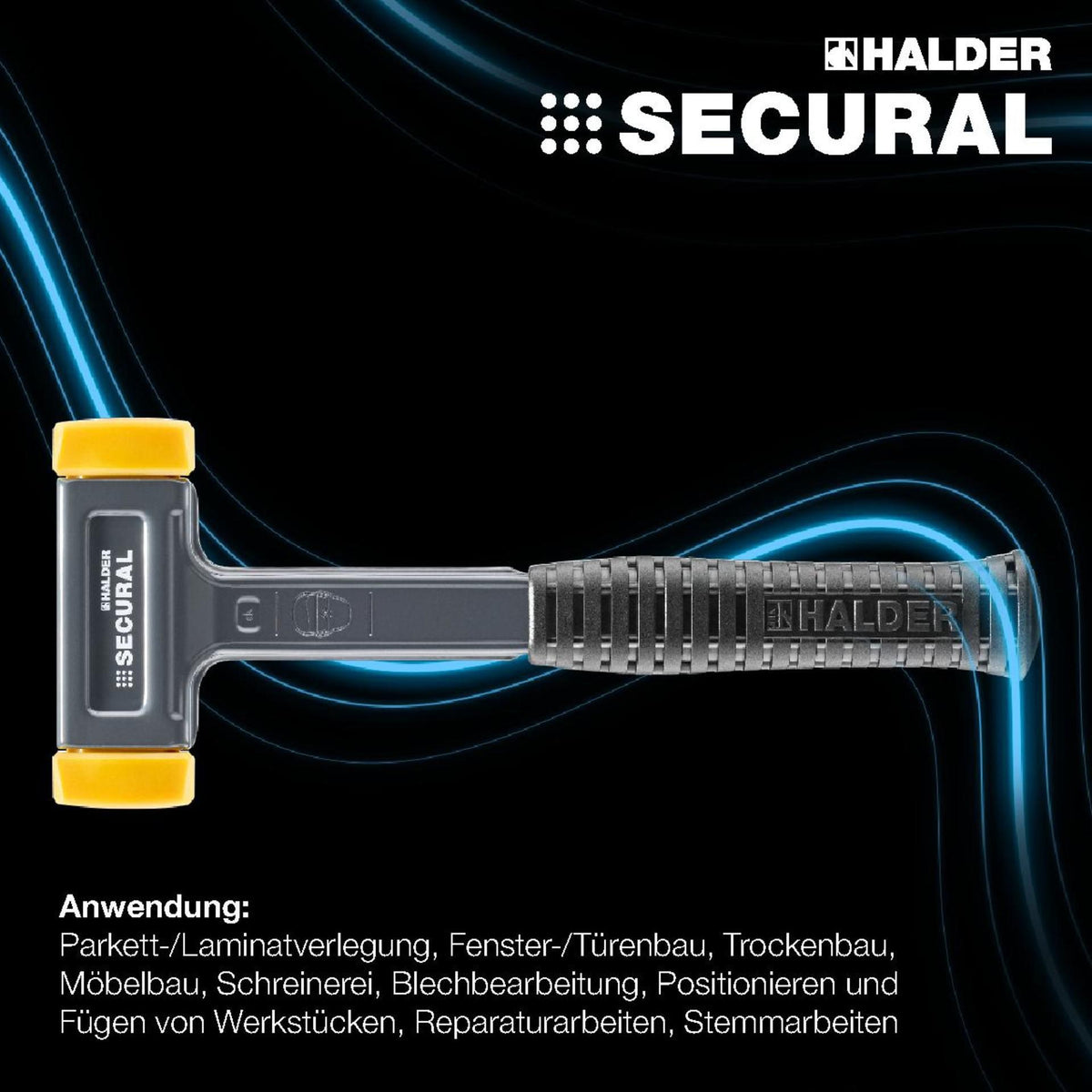 HALDER Schonhammer SECURAL rückschlagfrei 300 mm, mittelhart, Polyurethan gelb
