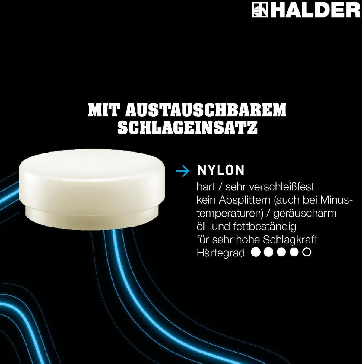 HALDER Schonhammerkopf SUPERCRAFT Kopf-Ø 20 mm – Nylon, rückschlagfrei & verschleißfest