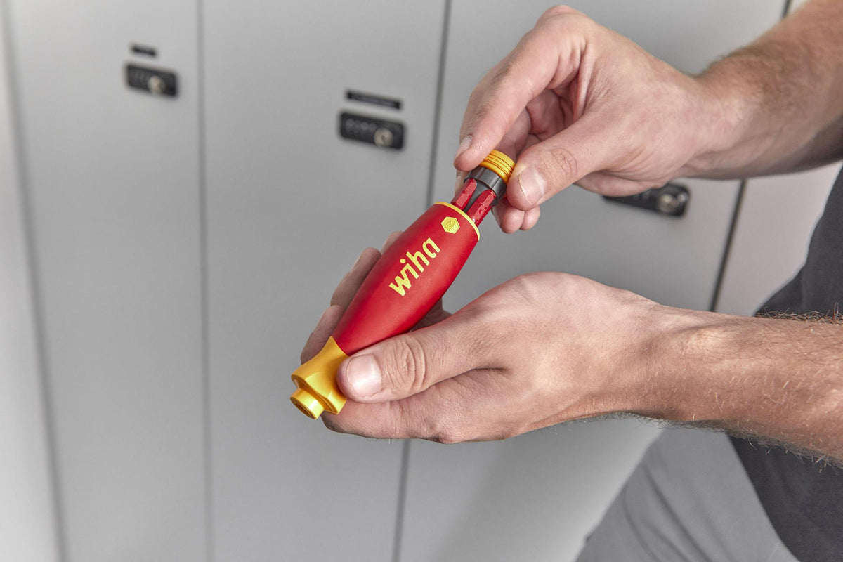 Wiha Magazinbithalter 45296 4-teilig VDE isoliert Schlitz/PH/+- mit Bitmagazin PocketMax electric