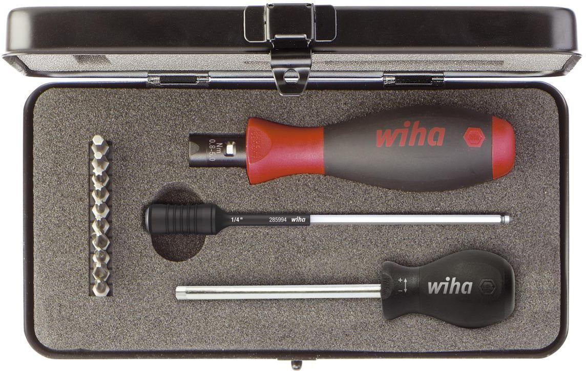 WIHA Drehmomentschraubendrehersatz 2852 S10-01, 13-teilig, 1-5 Nm einstellbar, Torx/Plus, Metallbox