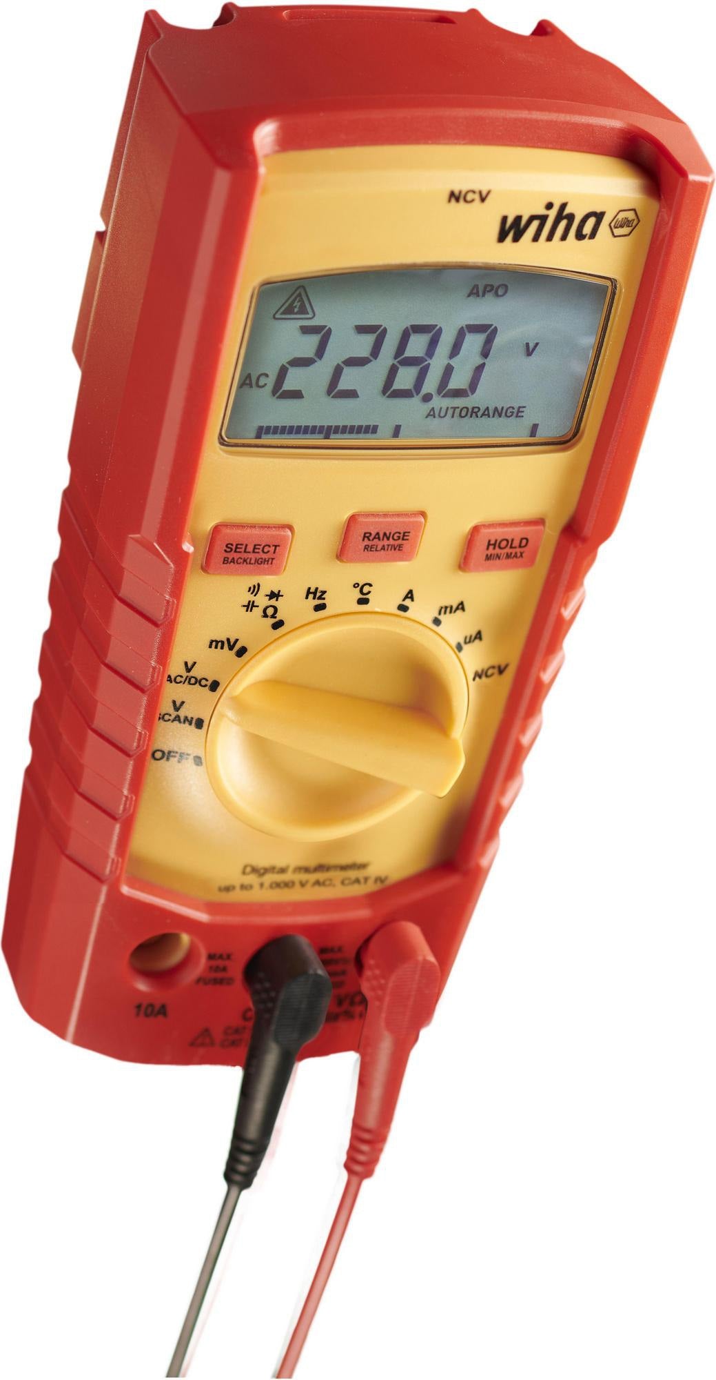 WIHA Multimeter 0-1000 V AC RMS mit True-RMS-Funktion und CAT IV 600 V
