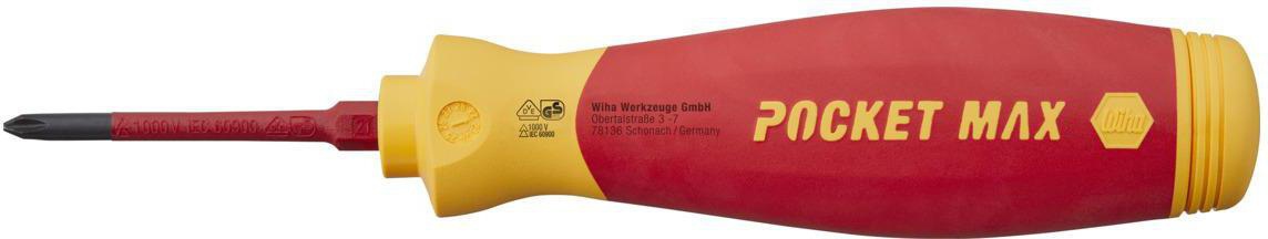 Wiha Magazinbithalter 45296 4-teilig VDE isoliert Schlitz/PH/+- mit Bitmagazin PocketMax electric