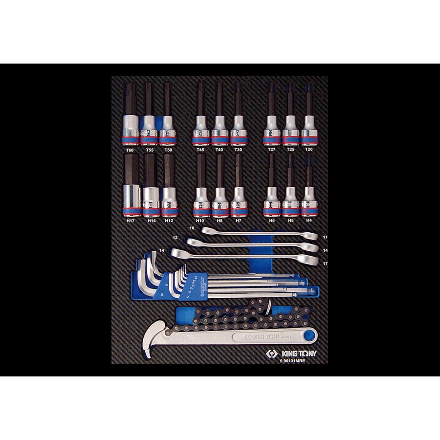 KING TONY Profi-Werkzeuge - Inbus-, TORX® und 6-Kant Bit-Set, EVAWAVE - 31 tlg. 990131MRE