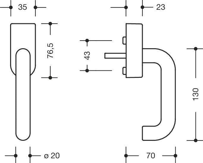 HEWI Fenstergriff 111FG.1 30mm abschließbar reinweiß RAL-RG 607/9