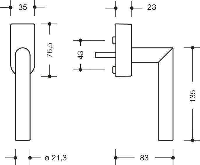 HEWI Fenstergriff abschließbar 162PCFGA.2 – reinweiß, 30 mm, mit 90°-Rastung