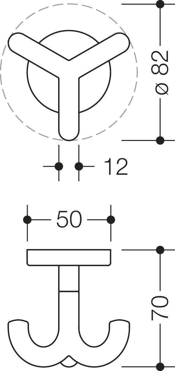 HEWI Dreifachhaken 477.90.050 – Drehbarer Mantelhaken, Polyamid, Stahlblau, Ø 50 mm
