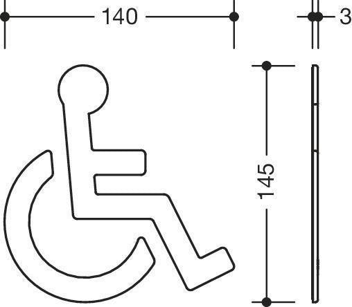HEWI Symbol Barrierefrei 801.91.030 in Rubinrot – Selbstklebendes Polyamid-Symbol, 150 x 135 x 3 mm