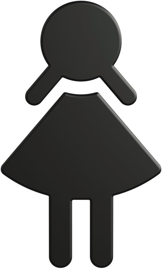 HEWI Symbol Frau 801.91.020 – Selbstklebendes Polyamid-Symbol in Rubinrot, 150 x 87 x 3 mm