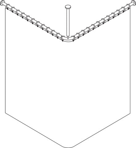 HEWI Vorhangstange Serie 801 mit Duschvorhang 1200 x 1200 mm, 24 Ringe, senfgelb