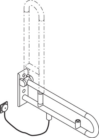 HEWI Stützklappgriff Serie 801 E-Ausführung mit WC-Spülung, 700 mm, Senfgelb