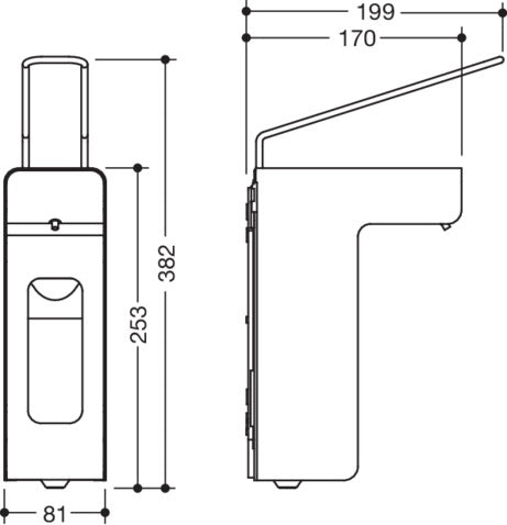 HEWI Desinfektions- und Seifenspender System 900, 500 ml, signalweiß, abschließbar, autoklavierbar
