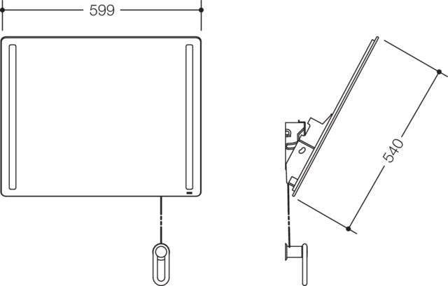 HEWI Kippspiegel LED plus Serie 801, 600 x 540 mm, senfgelb, mit Beleuchtung und Kurbel