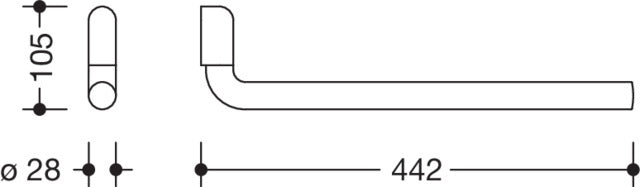 HEWI Handtuchhalter Serie 477, einarmig, schwenkbar, senfgelb, 445 mm