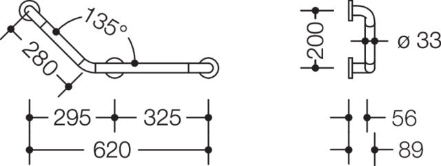 HEWI Winkelgriff Serie 801, 135°, 33 mm, Senfgelb – Stützgriff für Bad & WC